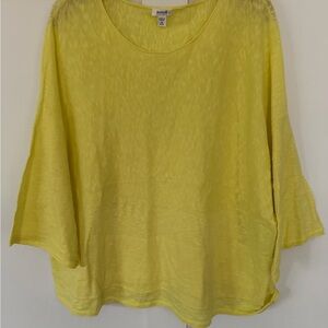 J. Jill Pure Women’s Sweater Batwing Yellow Cotton‎ Linen Scoop Neck M Petite